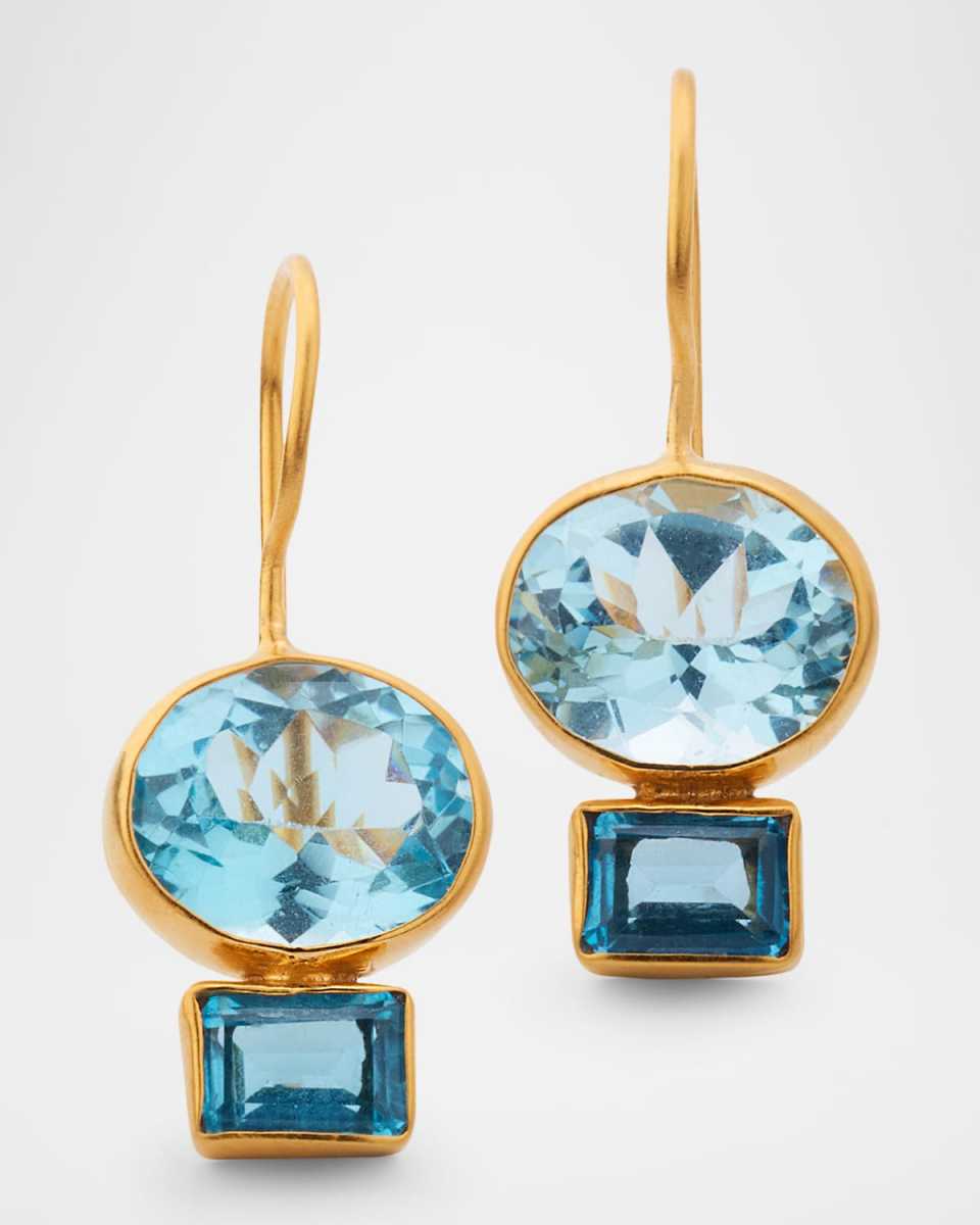 Sky Blue and London Blue Topaz Midi Drop Earrings
